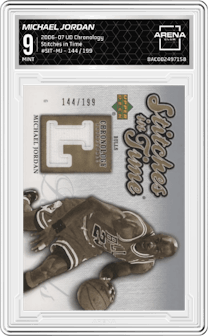 Michael Jordan from the 2006-07 Upper Deck Chronology set graded by Arena Club and given an overall grade of 9.
