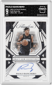 Paolo Banchero from the 2023-24 Panini Flawless set graded by Arena Club and given an overall grade of 9.