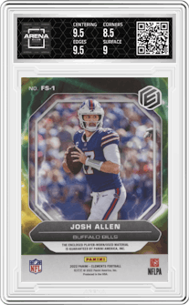 Josh Allen from the 2022 Panini Elements set featuring a Blue parallel graded by Arena Club and given an overall grade of 9.