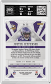 Justin Jefferson from the 2020 Panini Phoenix set featuring a Blue parallel graded by Arena Club and given an overall grade of 9.