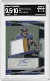 Zay Flowers from the 2023 Panini Spectra set graded by Arena Club and given an overall grade of 9.5.