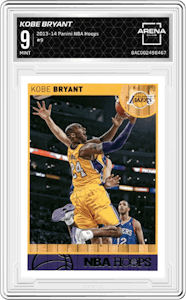 Kobe Bryant from the 2013-14 Panini NBA Hoops set graded by Arena Club and given an overall grade of 9.
