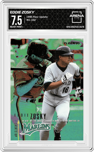 Eddie Zosky from the 1995 Fleer Update set graded by Arena Club and given an overall grade of 7.5.