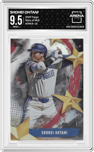 Shohei Ohtani  from the 2025 Topps set graded by Arena Club and given an overall grade of 9.5.
