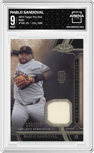 Pablo Sandoval from the 2015 Topps Tier One set graded by Arena Club and given an overall grade of 9.
