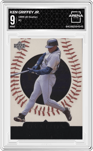Ken Griffey Jr. from the 1999 Upper Deck Ovation set graded by Arena Club and given an overall grade of 9.
