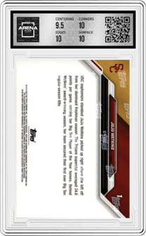 Juju Watkins from the 2024 Bowman U Now March Madness set graded by Arena Club and given an overall grade of 10.