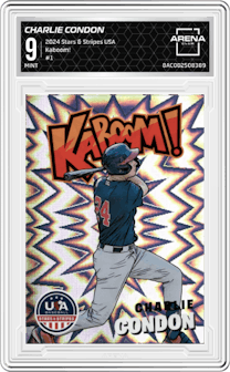 Charlie Condon from the 2024 Panini USA Baseball Stars & Stripes set and given an overall grade of 9.