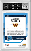 Jayden Daniels from the 2024 Donruss set featuring a Red Wave parallel graded by Arena Club and given an overall grade of 9.