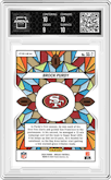 Brock Purdy from the 2024 Panini Mosaic set graded by Arena Club and given an overall grade of 9.5.