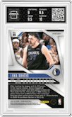Luka Doncic from the 2024-25 Panini Prizm set featuring a White Sparkle Prizm parallel graded by Arena Club and given an overall grade of 9.5.