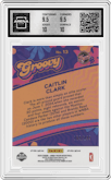 Caitlin Clark from the 2024 Panini Prizm WNBA set featuring a Blue Pulsar parallel graded by Arena Club and given an overall grade of 10.