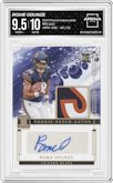 Rome Odunze from the 2024 Panini Impeccable set featuring a Gold parallel graded by Arena Club and given an overall grade of 9.5.