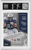 Derrick Henry from the 2016 Panini Spectra set featuring a Neon Blue parallel graded by Arena Club and given an overall grade of 9.