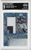 Derrick Henry from the 2016 Panini Spectra set featuring a Neon Blue parallel graded by Arena Club and given an overall grade of 9.