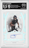 Zay Flowers from the 2023 Panini Flawless set featuring a Diamond  parallel graded by Arena Club and given an overall grade of 9.5.