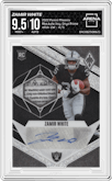 Zamir White from the 2022 Panini Phoenix set featuring a Onyx Prime parallel graded by Arena Club and given an overall grade of 9.5.