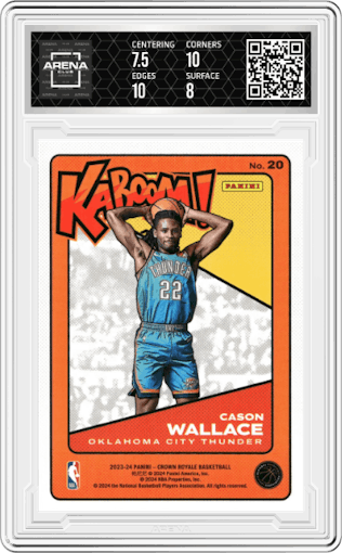 Cason Wallace from the 2023-24 Panini Crown Royale  set graded by Arena Club and given an overall grade of 8.
