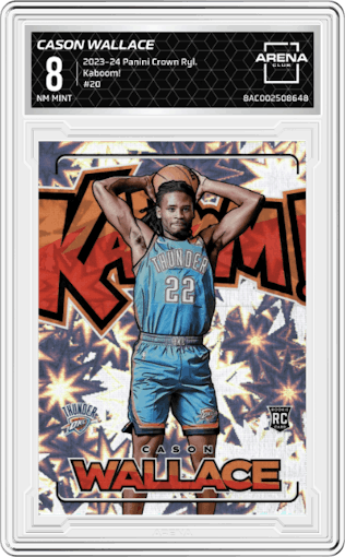 Cason Wallace from the 2023-24 Panini Crown Royale  set graded by Arena Club and given an overall grade of 8.