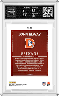 John Elway from the 2024 Donruss Optic set and given an overall grade of 9.5.