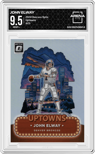 John Elway from the 2024 Donruss Optic set graded by Arena Club and given an overall grade of 9.5.