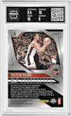 Caitlin Clark from the 2024 Panini Prizm WNBA set featuring a Blue Velocity parallel graded by Arena Club and given an overall grade of 9.5.