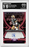 Jordan Love from the 2021 Panini Certified set featuring a Mirror pink parallel graded by Arena Club and given an overall grade of 9.