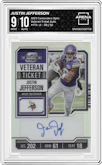 Justin Jefferson from the 2023 Panini Contenders Optic set graded by Arena Club and given an overall grade of 9.