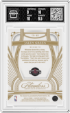 Jalen Green from the 2023-24 Panini Flawless set featuring a Emerald parallel graded by Arena Club and given an overall grade of 9.5.