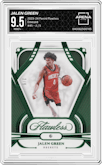 Jalen Green from the 2023-24 Panini Flawless set featuring a Emerald parallel graded by Arena Club and given an overall grade of 9.5.
