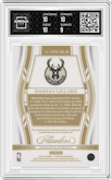 Damian Lillard from the 2023-24 Panini Flawless set featuring a Ruby parallel graded by Arena Club and given an overall grade of 9.5.