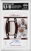 Damian Lillard from the 2023-24 Panini Flawless set featuring a Ruby parallel graded by Arena Club and given an overall grade of 9.5.
