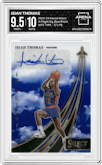 Isiah Thomas from the 2023-24 Panini Select  set featuring a Blue Prizm parallel graded by Arena Club and given an overall grade of 9.5.