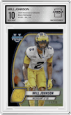 Will Johnson from the 2024 Bowman University Chrome set featuring a Black Refractor parallel graded by Arena Club and given an overall grade of 10.