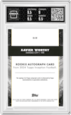 Xavier Worthy from the 2024 Topps Inception set featuring a Purple parallel graded by Arena Club and given an overall grade of 9.5.