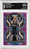 Jalen Suggs from the 2021-22 Panini Prizm  set featuring a Purple Pulsar parallel graded by Arena Club and given an overall grade of 9.
