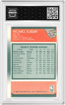 Michael Jordan from the 1988-89 Fleer set graded by Arena Club and given an overall grade of 0.