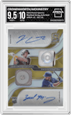 Jake Cronenworth/Zach McKinstry from the 2021 Panini Spectra set featuring a Gold parallel graded by Arena Club and given an overall grade of 9.5.