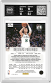 Kristaps Porzingis from the 2023-24 Panini Prizm Deca set featuring a Blue parallel graded by Arena Club and given an overall grade of 9.