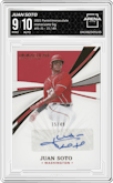 Juan Soto from the 2021 Panini Immaculate Collection set graded by Arena Club and given an overall grade of 9.