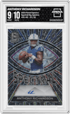 Anthony Richardson from the 2023 Panini Spectra set featuring a Spectris parallel graded by Arena Club and given an overall grade of 9.