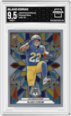Blake Corum from the 2024 Panini Mosaic set graded by Arena Club and given an overall grade of 9.5.