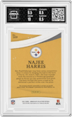 Najee Harris from the 2021 Panini Immaculate Collection set featuring a Gold parallel graded by Arena Club and given an overall grade of 9.