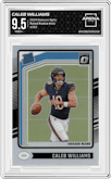 Caleb Williams from the 2024 Donruss Optic set featuring a Holo parallel graded by Arena Club and given an overall grade of 9.5.