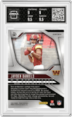 Jayden Daniels from the 2024 Panini Prizm set featuring a Disco parallel graded by Arena Club and given an overall grade of 9.5.