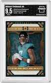 Brian Thomas Jr. from the 2024 Panini Photogenic set featuring a Orange parallel graded by Arena Club and given an overall grade of 9.5.