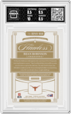 Bijan Robinson from the 2023 Panini Flawless Collegiate set featuring a Ruby parallel graded by Arena Club and given an overall grade of 9.