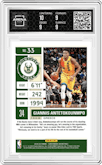 Giannis Antetokounmpo from the 2019-20 Panini Contenders set featuring a Cracked Ice Ticket  parallel graded by Arena Club and given an overall grade of 9.5.