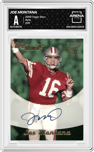 Joe Montana from the 2000 Topps Stars set graded by Arena Club.