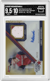 Luke Keaschall from the 2024 Bowman's Best set featuring a Gold Refractor parallel graded by Arena Club and given an overall grade of 9.5.